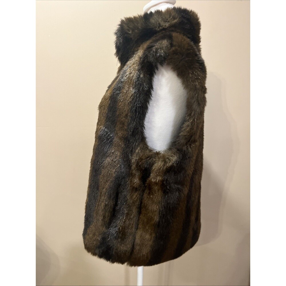 Coaco New York Faux Fur Heavy Vest Brown Mob Wife Women’s L Reversible Chic - Picture 2 of 12